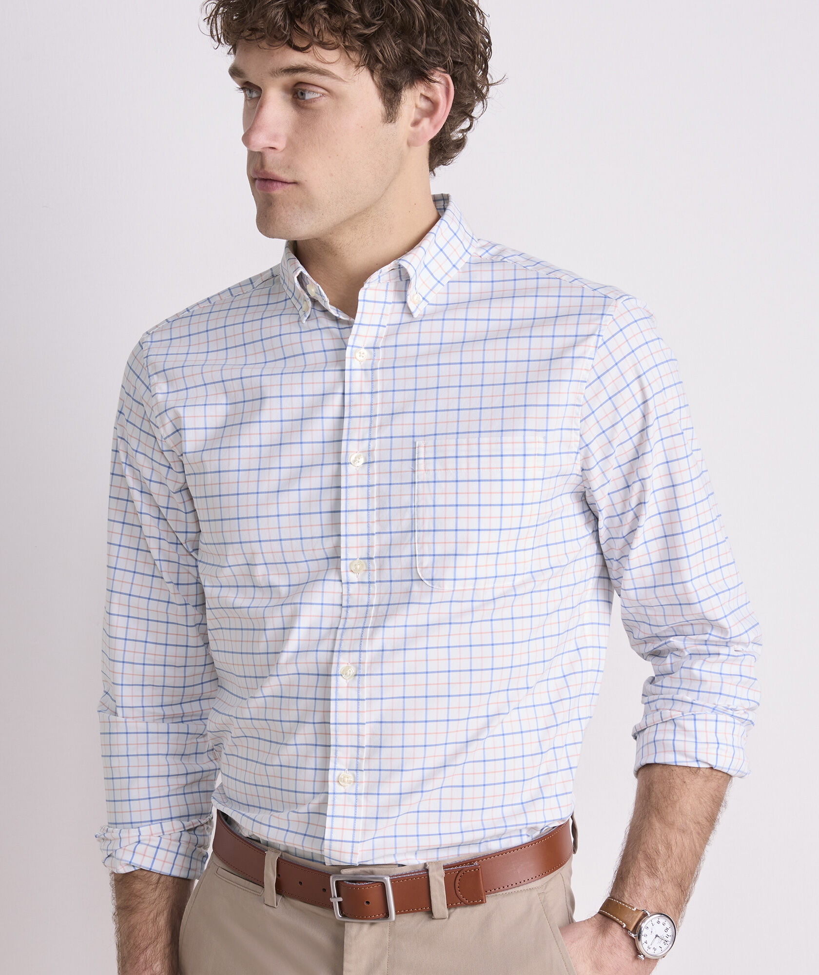 Moorings Tattersall Performance Cotton Shirt